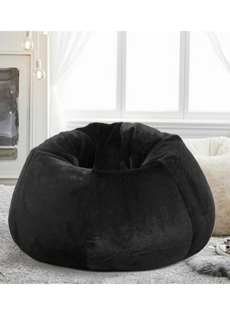Bhailu Art Bean Bag with Beans Filled Bean Bag with Beans Filled XXXL Pure Classic Black Fur Bean Bag with Thermocol BeadsBeans XL  - Image 4