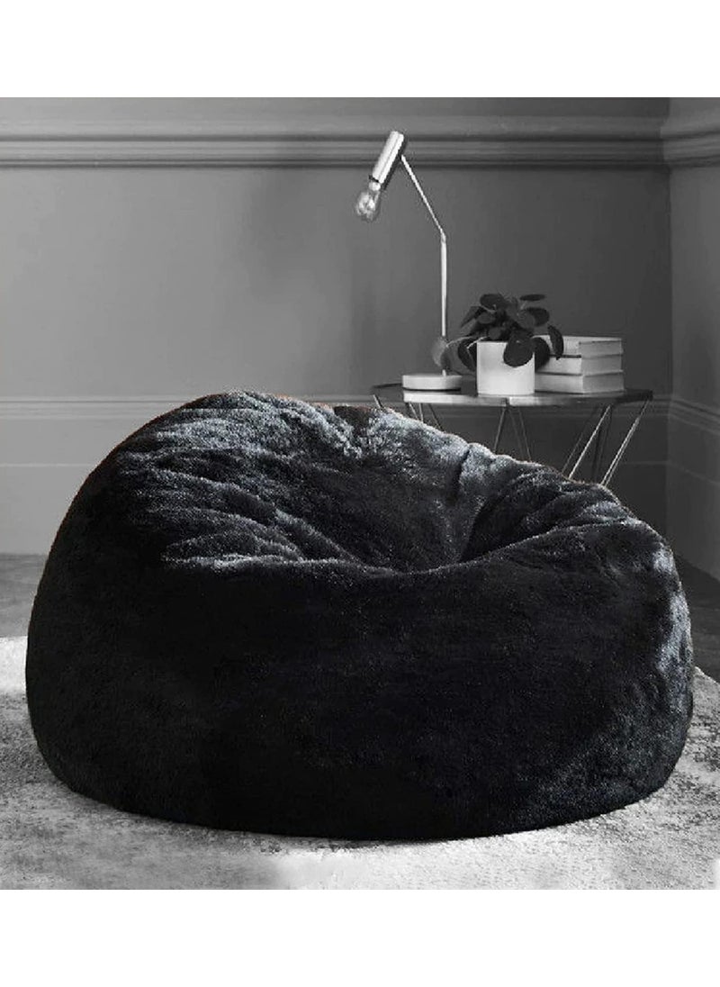 Bhailu Art Bean Bag with Beans Filled Bean Bag with Beans Filled XXXL Pure Classic Black Fur Bean Bag with Thermocol BeadsBeans XL  - Image 1