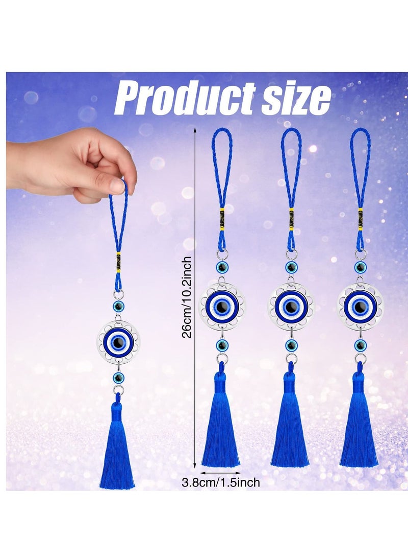 SYOSI - Lucky Evil Eye Car Hanging Ornament, Eye Hanging Tassel Ornament, Blue Resin Evil Eye Beads Charm Pendant, Blue Eyes Tassel Rear View Mirror Hanging Accessories for Protection Car Home 12PCS - Image 1