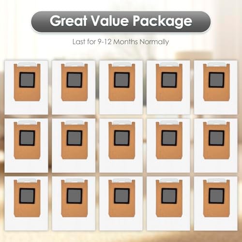 BRUVISH (15 Pack) E28 E25 Replacement Dust Bags Compatible with Eufy Omni E28, E25 Robot Vacuum Cleaner, Vacuum Bags, Canister Bag, Vacuum Replacement Dust Bag, Disposable Bags - Image 3
