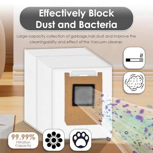 BRUVISH (15 Pack) E28 E25 Replacement Dust Bags Compatible with Eufy Omni E28, E25 Robot Vacuum Cleaner, Vacuum Bags, Canister Bag, Vacuum Replacement Dust Bag, Disposable Bags - Image 2