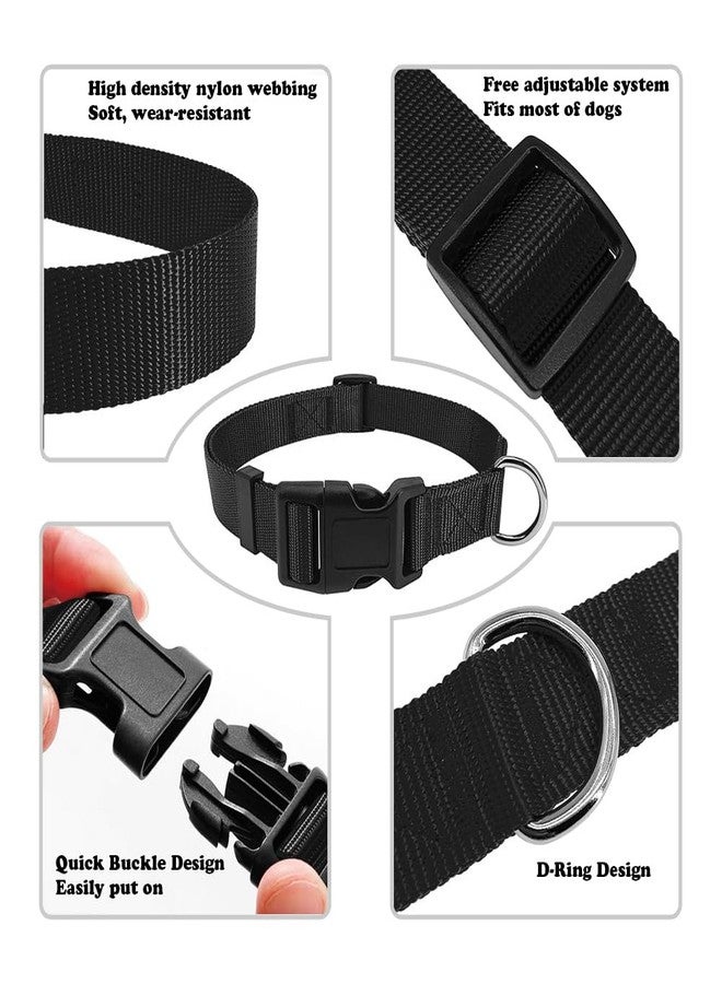PENSEEPET Dog Collar Black Basic Adjustable Dog Collars with Breathable Quick Release Nylon Pet Collar for Puppy Small Medium Large Dogs Boy - Image 3
