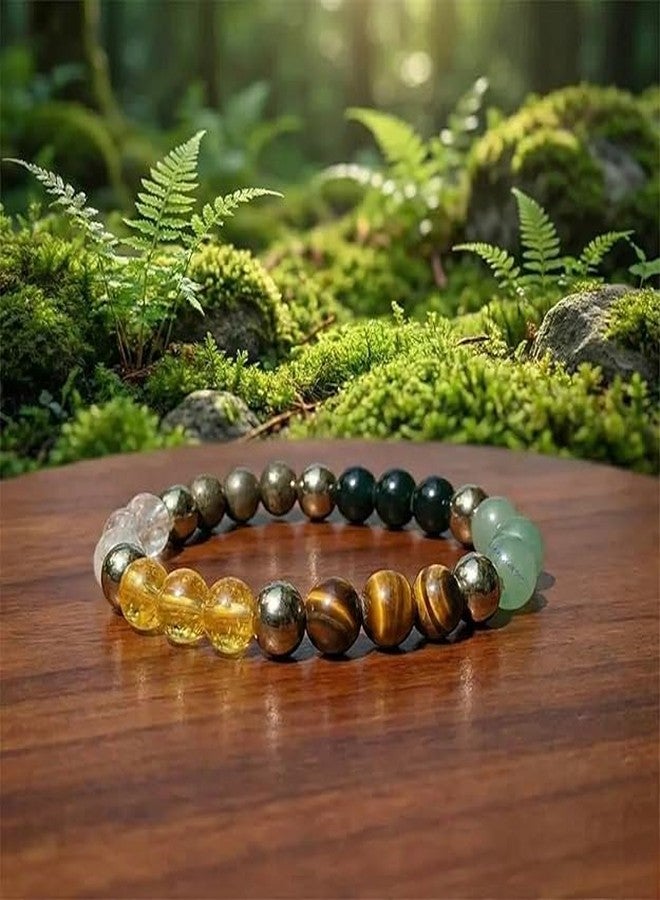 Wipsor Bracelet Original Money Magnet Bracelets with Pyrite Citrine Sphatik Green Aventurine Tiger Eye Stones - Dhan Yog Bracelet to Attract Wealth and Financial Prosperity (Elastic) - Image 3
