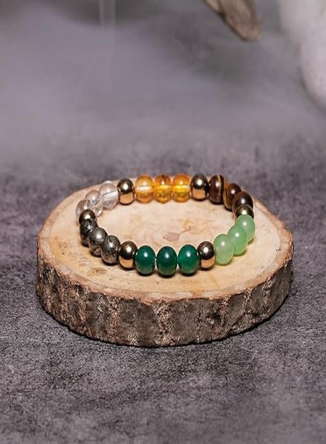 Wipsor Bracelet Original Money Magnet Bracelets with Pyrite Citrine Sphatik Green Aventurine Tiger Eye Stones - Dhan Yog Bracelet to Attract Wealth and Financial Prosperity (Elastic) - Image 4