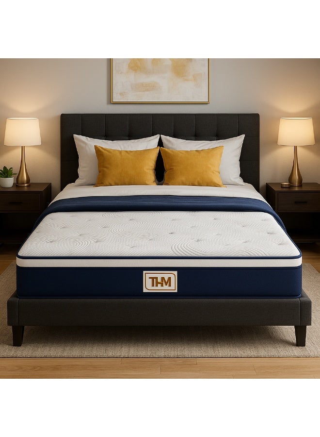 The Home Mart Home Mart 25 CM Double Hybrid Mattress 120x200 cm | Medium Firm Memory Foam & Pocket Coil Spring Mattress | Pressure Relief | Durable Support | Cooling Comfort | Restful Sleep - Image 1