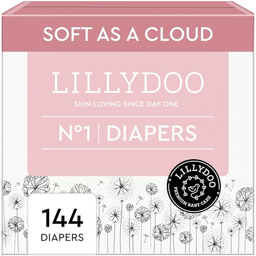 LILLYDOO Disposable Baby Diapers Size 1 4 lbs 144 Count Absorbent Leak Protection Ultra Soft Sensitive Skin Hypoallergenic FragranceFree Dermatologist Tested - Image 1
