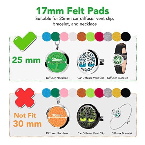 Maromalife 60 PCS Essential Oil Refill Pads, 0.67 Inch Felt Pads Aromatherapy Replacement Pads for Diffuser Necklace Diffuser Bracelet Car Diffuser Vent Clip Multi-Colored - Image 2