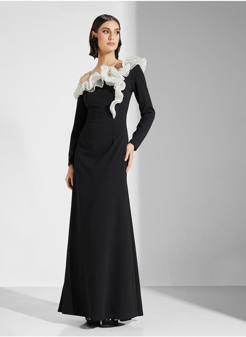 Namshi x - Off Shoulder Dress With Statement Ruffles - Image 1