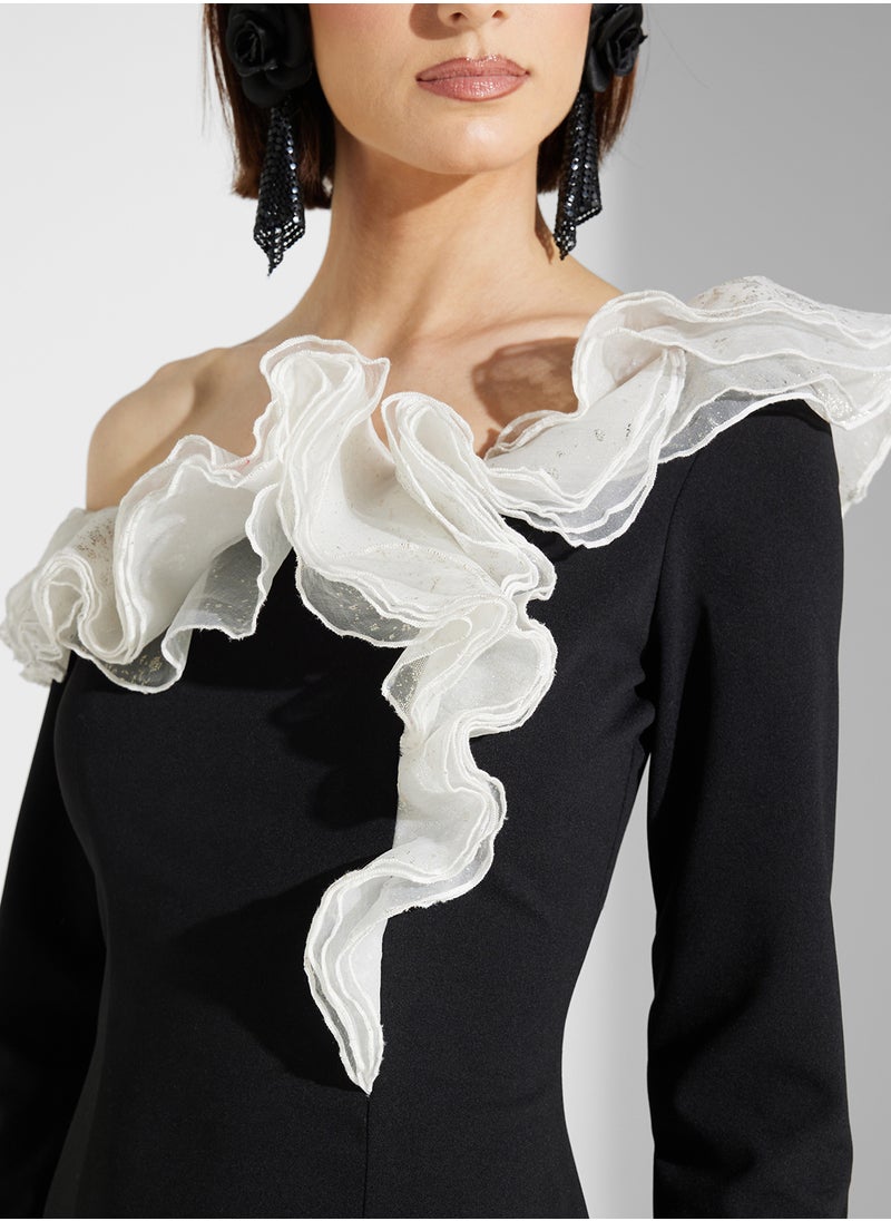 Namshi x - Off Shoulder Dress With Statement Ruffles - Image 1