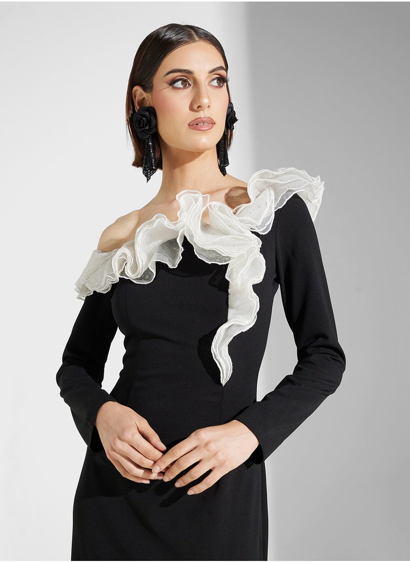 Namshi x - Off Shoulder Dress With Statement Ruffles - Image 1