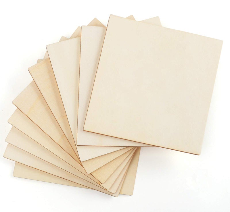 ilauke 5x 5 Wooden Squares for Crafts 50 Pcs Unfinished Wood Pieces Blank Balsa Wood Sheets for Crafts Wood Burning Painting Staining Wood Engraving