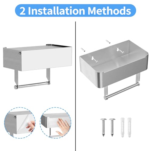JUYSON Toilet Paper Holder with Shelf Brushed Nickel, Flushable Wipes Dispenser Fits for Bathroom Wipe Storage, Keep Your Wipes Hidden Out of Sight - SUS304 Stainless Steel Wall Mount Organizer - Image 4