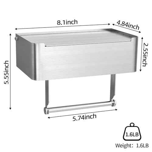 JUYSON Toilet Paper Holder with Shelf Brushed Nickel, Flushable Wipes Dispenser Fits for Bathroom Wipe Storage, Keep Your Wipes Hidden Out of Sight - SUS304 Stainless Steel Wall Mount Organizer - Image 3