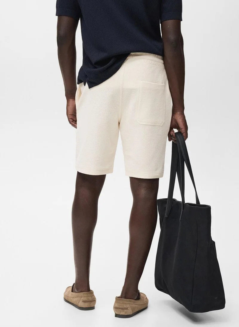 Mango Man Textured cotton bermuda shorts with drawstring