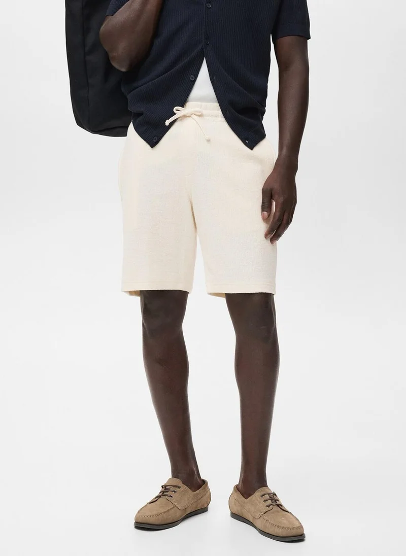 Mango Man Textured cotton bermuda shorts with drawstring