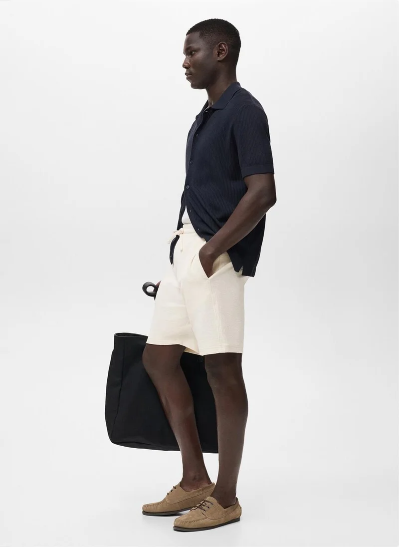 Mango Man  Textured cotton bermuda shorts with drawstring for Men | Best Price UAE