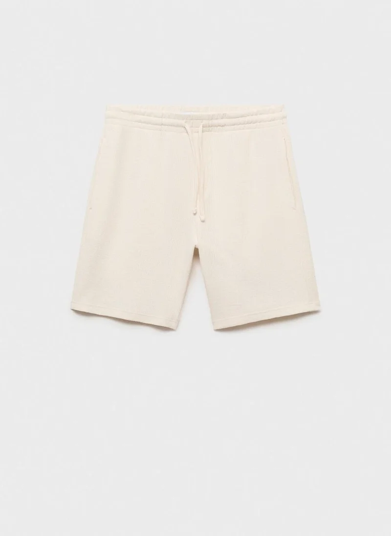 Mango Man  Textured cotton bermuda shorts with drawstring for Men | Best Price UAE