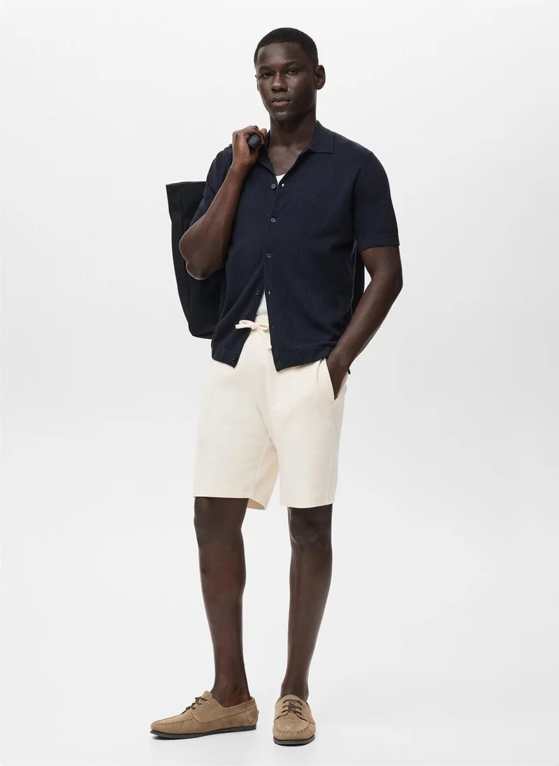 Mango Man  Textured cotton bermuda shorts with drawstring for Men | Best Price UAE
