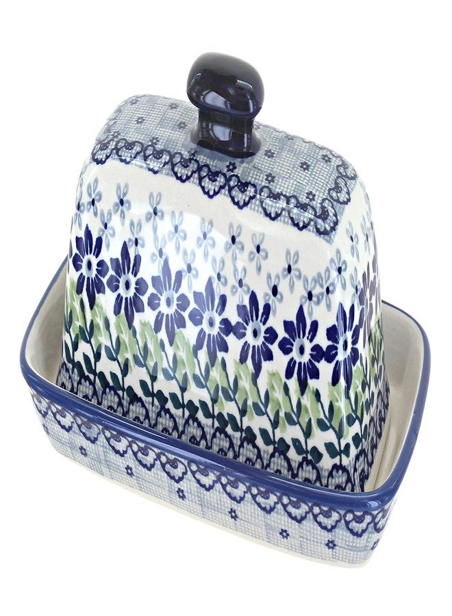 Blue Rose Pottery Blue Rose Polish Pottery - Blue Hallsey Butter Dish - Fits 1 Stick - Butter Dish for Countertop Organization and Storage - Image 1