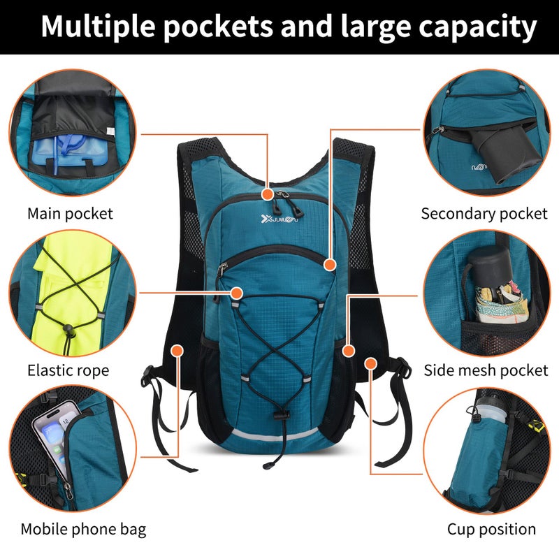 DOJUNS Hiking Backpack Lightweight Travel Backpack 20L Waterproof Hiking Daypacks Camping Backpack for Men Women (Lake Blue) - Image 2