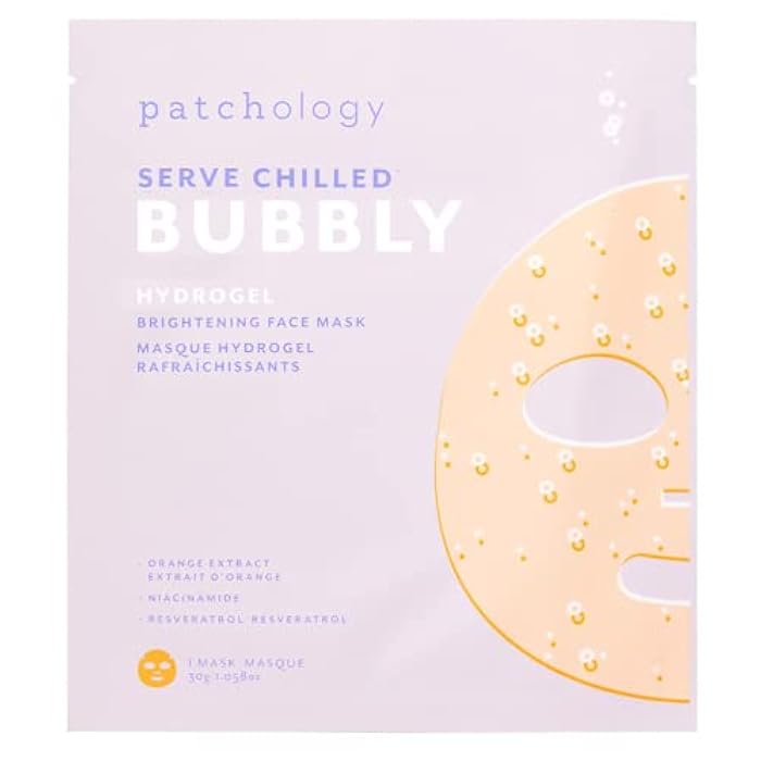 Patchology Brightening Gel Face Mask with Resveratrol and Niacinamide Bubbly - hydrogel Face Mask protects and brightens face while supporting an even skin tone. 1 count. - Image 1