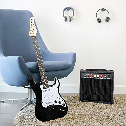 LyxPro Electric Guitar Amp 20 Watt Amplifier Built in Speaker Headphone Jack and Aux Input Includes Gain Bass Treble Volume and Grind - Black - Image 5