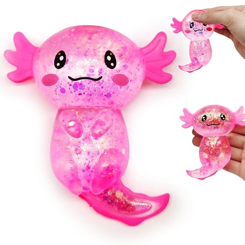 ZTATU Axolotl Stress Ball for Kids Squishy Sugar Sensory Fidget Toy Salamander Animal Squishy Toy Axolotl Gifts Party Favors Pink 1PCS - Image 1