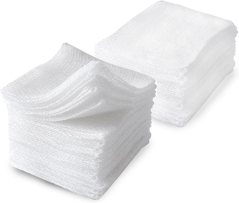 EZGOODZ White Cotton Gauze Pads Non Sterile, 4 x 4 Inch. Pack of 100 Non Stick Gauze Pads Non Sterile. 4-Ply Rayon/Poly Blend Medical Gauze Squares. Non Adherent Surgical Gauze Pad for Wounds