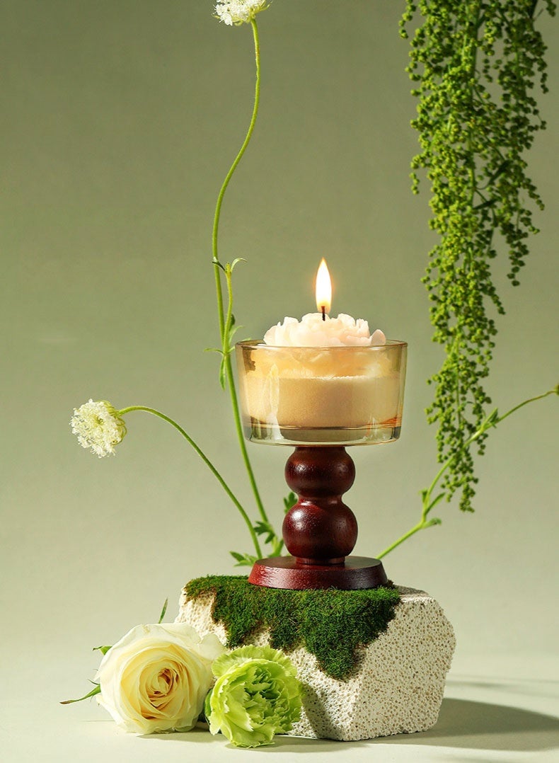 Monda Scented Candle Gift Box Set Festival With 4 Long Lasting Fragrance Candles High Footed Candle Holder Freesia Lavender White Peach Oolong Velvet Rose For Home Birthday Party Wedding Graduation Gift - Image 3