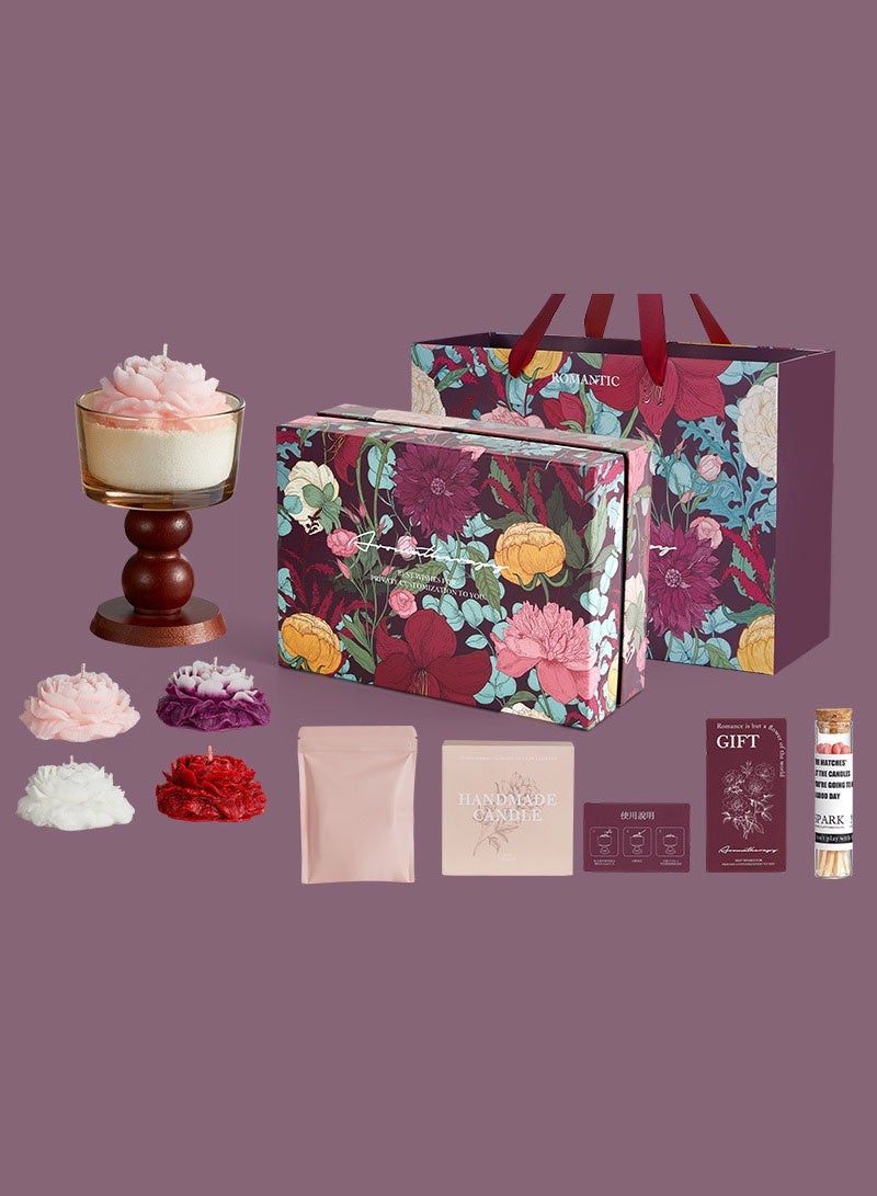 Monda Scented Candle Gift Box Set Festival With 4 Long Lasting Fragrance Candles High Footed Candle Holder Freesia Lavender White Peach Oolong Velvet Rose For Home Birthday Party Wedding Graduation Gift - Image 4