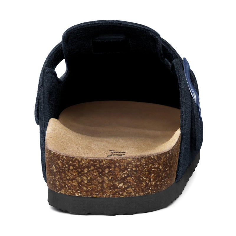 KIDMI Genuine Suede Clogs for Women Cork Footbed Sandals Leather Mules Potato Shoes with Arch Support Navy 40 (Size 8.5) - Image 5