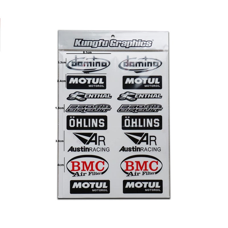 Kungfu Graphics Micro Sponsor Logo Racing Sticker Sheet Universal 72X 102 inch Black - Image 3