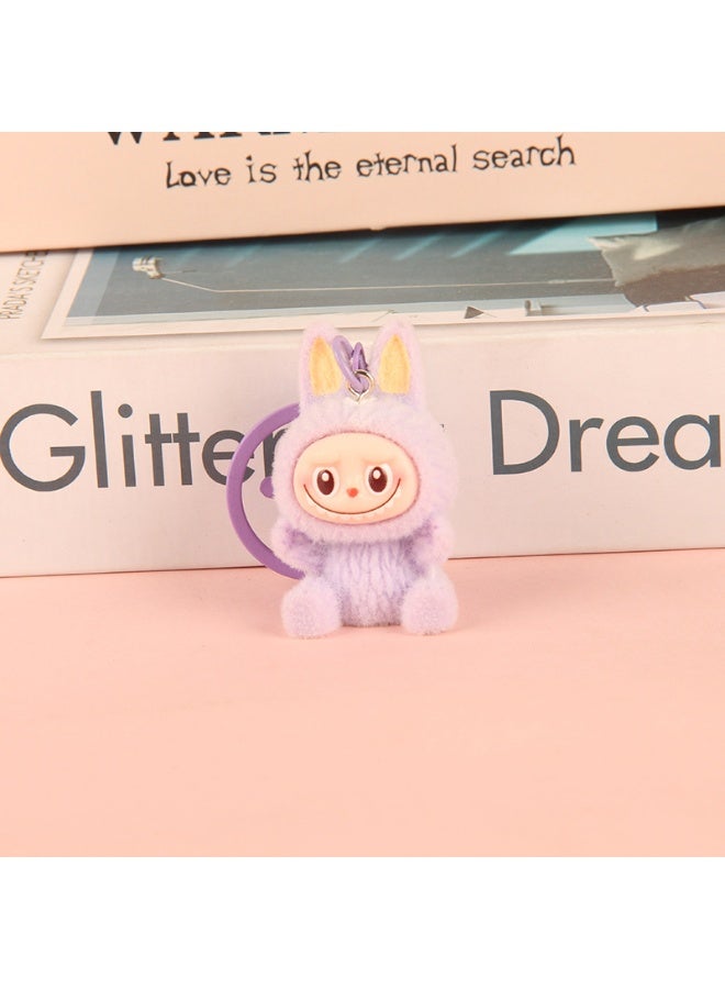 NIBEMINENT Creative Flocking LABUBU Keychain Pendants, Cute Resin Accessory Figurines And Gifts 