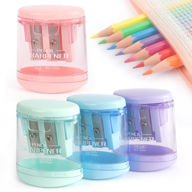 Tamaki 4 Pack Pencil Sharpeners Manual Dual Holes Compact Colored Handheld Pencil Sharpener for Kids, School, Office - Image 1