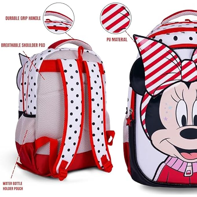 Disney Mickey Disney Minnie Mouse 16 Inch Kids School Bag  Ergonomic Backpack Lightweight Durable Students 6  Perfect for Travel  SchoolFor Girls - Image 4