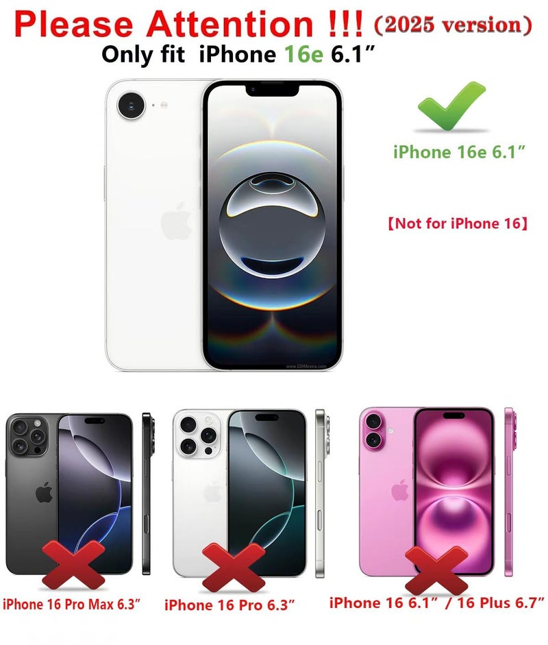 Qinmay Compatible with iPhone 16e Case & iPhone 17e Case Wallet,Built-in Card Holder,Dual Layer Shockproof Hidden Card Slot Slim Wallet Phone Cover for iPhone 16e/17e,Black - Image 2