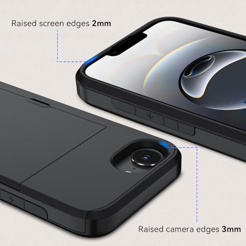 Qinmay Compatible with iPhone 16e Case & iPhone 17e Case Wallet,Built-in Card Holder,Dual Layer Shockproof Hidden Card Slot Slim Wallet Phone Cover for iPhone 16e/17e,Black - Image 4