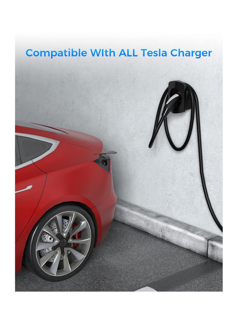 Excefore Mobile Charger Holder Wall Mount, Charging Cable Organizer with Anti-drop Design for Mobile Connector, Wall Connector for Model 3 Model Y, Compatible with Tesla Models, Black - Image 2