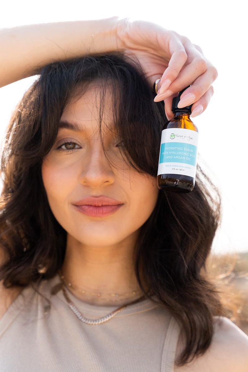 Essence of Argan Hydrating Serum for Face Day/Night Moisturizer with Hyaluronic Acid and Argan Oil Essential Fatty Acids & Vitamin E- Reduce Aging Signs (2fl.oz/60ml) - Image 3