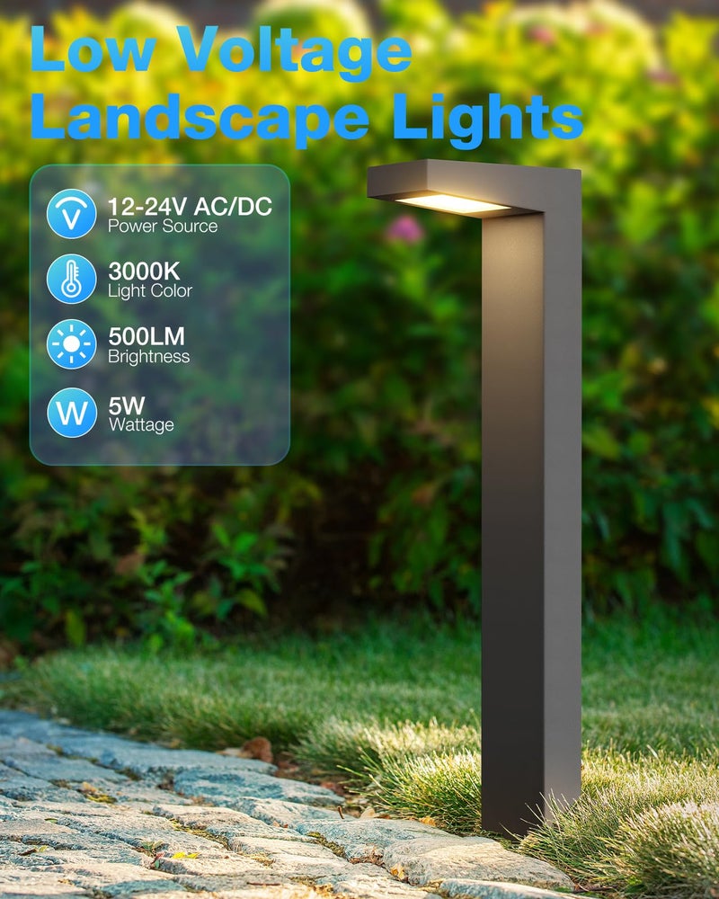 SUNVIE Low Voltage Pathway Lights Wired 3000K 5W LED Outdoor Landscape Lighting with Connectors Cast-Aluminum Waterproof Landscape Path Lights Low Voltage for Garden Walkway, 12-24V, AC/DC, 4 Pack - Image 2