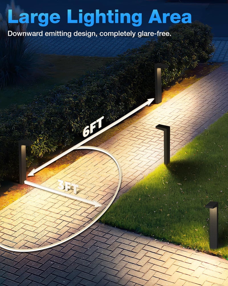 SUNVIE Low Voltage Pathway Lights Wired 3000K 5W LED Outdoor Landscape Lighting with Connectors Cast-Aluminum Waterproof Landscape Path Lights Low Voltage for Garden Walkway, 12-24V, AC/DC, 4 Pack - Image 5