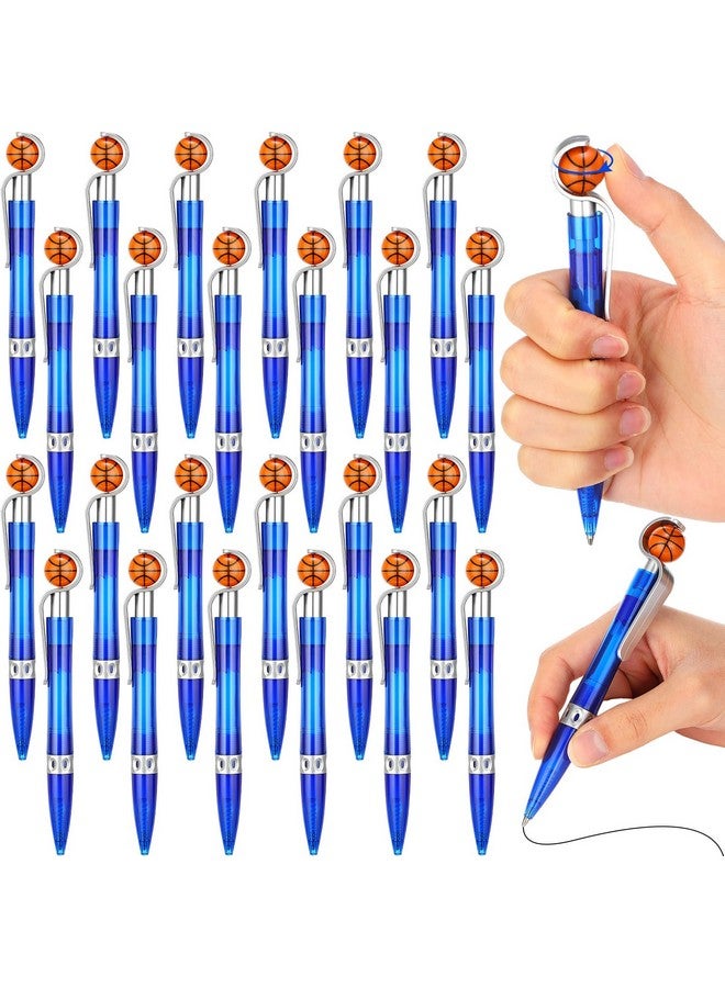 Zhanmai 24 Pcs Novelty Basketball Pens Sports Ballpoint Pens Basketball Party Favors Basketball Desk Pens Cool Writing Pen For Students Supplies Stationery School Office Decor (Blue,Basketball) - Image 1