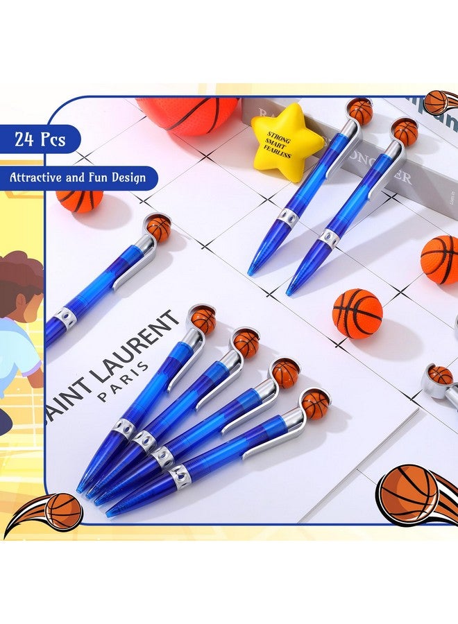 Zhanmai 24 Pcs Novelty Basketball Pens Sports Ballpoint Pens Basketball Party Favors Basketball Desk Pens Cool Writing Pen For Students Supplies Stationery School Office Decor (Blue,Basketball) - Image 5