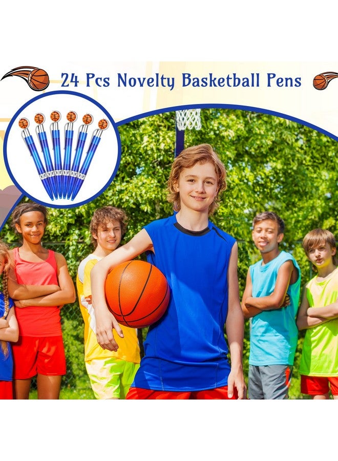 Zhanmai 24 Pcs Novelty Basketball Pens Sports Ballpoint Pens Basketball Party Favors Basketball Desk Pens Cool Writing Pen For Students Supplies Stationery School Office Decor (Blue,Basketball) - Image 2