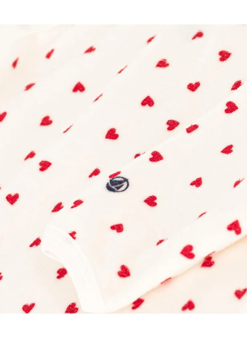 Petit Bateau Babies' Heart Patterned Velour Pyjamas