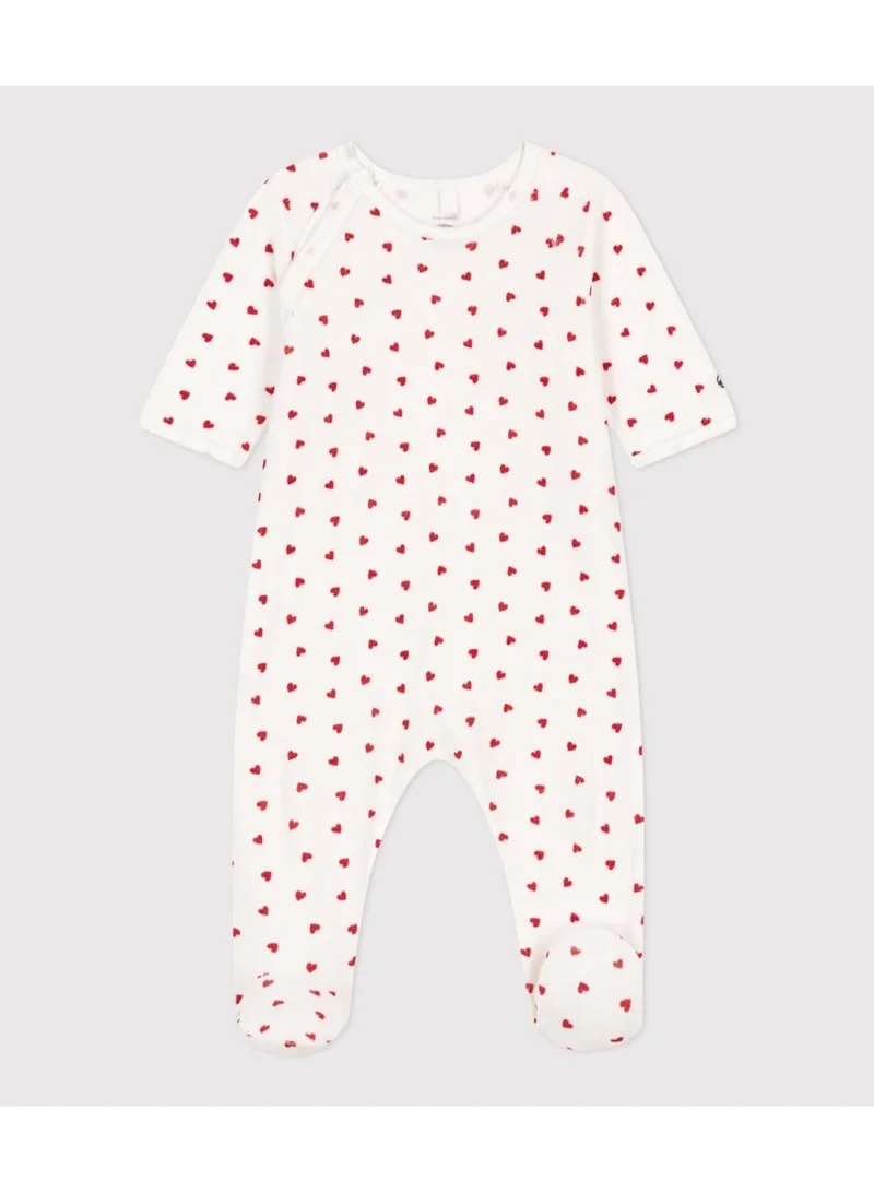 Petit Bateau Babies' Heart Patterned Velour Pyjamas