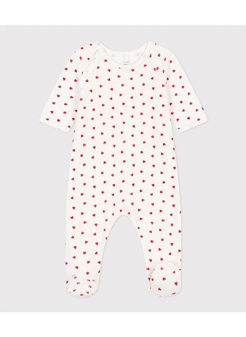 Petit Bateau Babies' Heart Patterned Velour Pyjamas