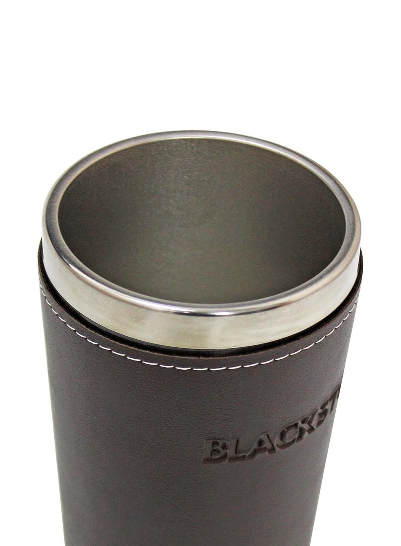 BLACKSTONE كوب سفر معزول من الفولاذ المقاوم للصدأ سعة 470 مل مع مقبض من الجلد البني الداكن، كوب قهوة حراري مزدوج الجدار لحوامل أكواب السيارات - Image 4