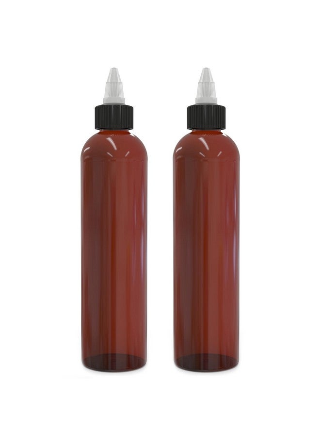 BRIGHTFROM Twist Top Applicator Bottles, 8 Oz, Squeeze Empty Plastic Bottles, Black Nozzle, Bpa-Free, Pet, Refillable, Open/Close Nozzle - Multi Purpose (Amber) - Image 1