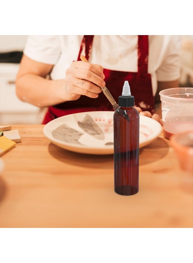 BRIGHTFROM Twist Top Applicator Bottles, 8 Oz, Squeeze Empty Plastic Bottles, Black Nozzle, Bpa-Free, Pet, Refillable, Open/Close Nozzle - Multi Purpose (Amber) - Image 3